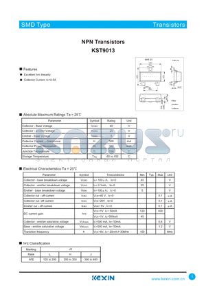 KST9013 datasheet - NPN Transistors