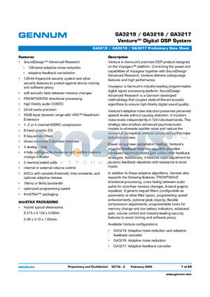 GA3218 datasheet - Venture-TM Digital DSP System