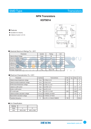 KST9014 datasheet - NPN Transistors