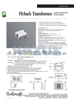 GA3271-AL datasheet - Flyback Transformer