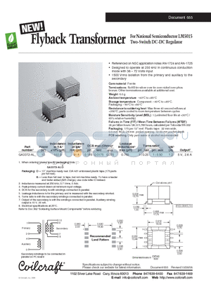 GA3372-AL datasheet - Flyback Transformer