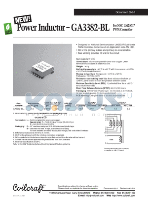 GA3382 datasheet - Power Inductor