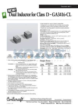 GA3416-CL datasheet - Dual Inductor for Class D