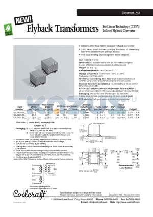 GA3429-BL datasheet - Flyback Transformers