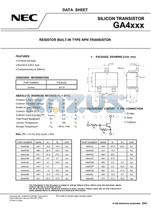 GA4F4Z datasheet - RESISTOR BUILT-IN TYPE NPN TRANSISTOR