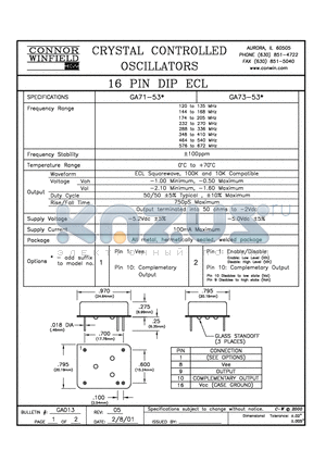 GA71-53 datasheet - 16 PIN DIP ECL