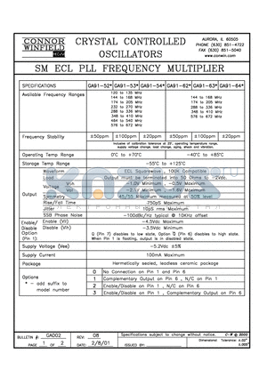 GA91-533 datasheet - SM ECL PLL FREQUENCY MULTIPLIER