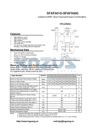 ITO-220AC datasheet - Isolated 5.0AMP. Glass Passivated Super Fast Rectifiers