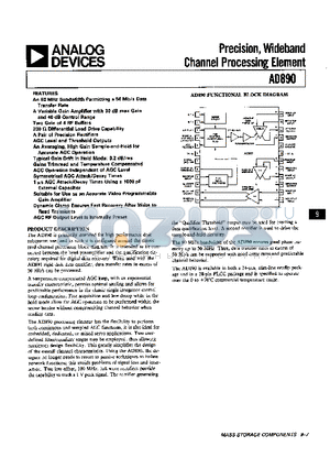 AD890 datasheet - PRECISION, WIDEBAND CHANNEL PROCESSING ELEMENT