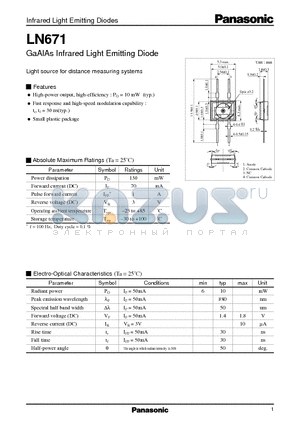 LN671 datasheet - GaAlAs Infrared Light Emitting Diode