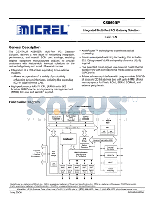 KSZ8695P datasheet - Integrated Multi-Port PCI Gateway Solution