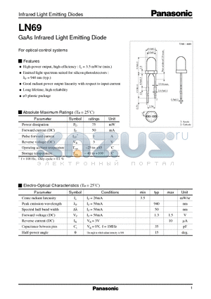 LN69 datasheet - GaAs Infrared Light Emitting Diode