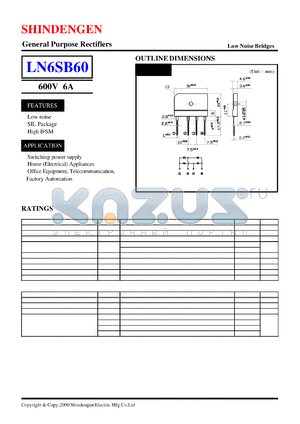 LN6SB60 datasheet - General Purpose Rectifiers(600V 6A)