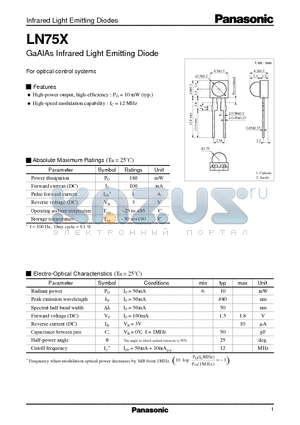 LN75X datasheet - GaAlAs Infrared Light Emitting Diode