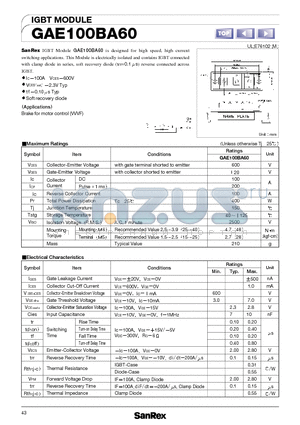 GAE100BA60 datasheet - IGBT MODULE