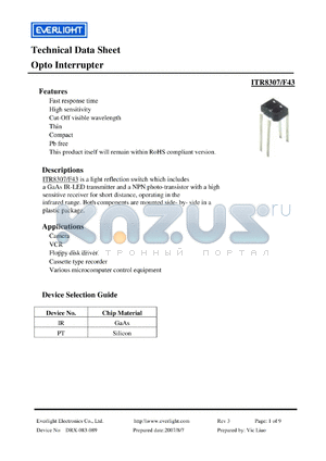 ITR8307-F43 datasheet - Opto Interrupter