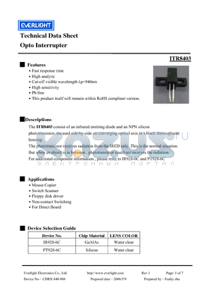 ITR8403 datasheet - Opto Interrupter