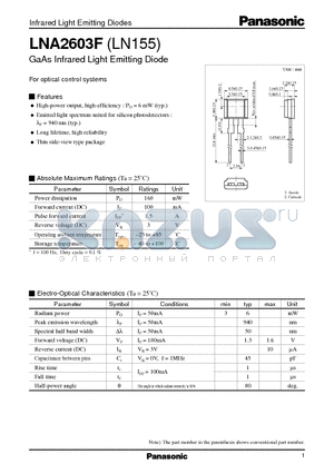 LNA2603F datasheet - GaAs Infrared Light Emitting Diode