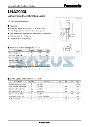 LNA2903L datasheet - GaAs Infrared Light Emitting Diode