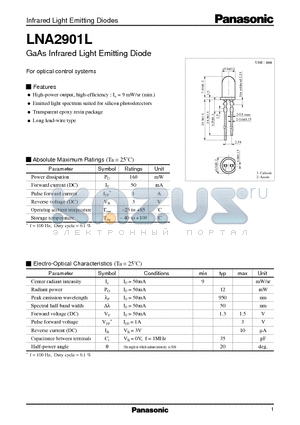 LNA2901L datasheet - GaAs Infrared Light Emitting Diode