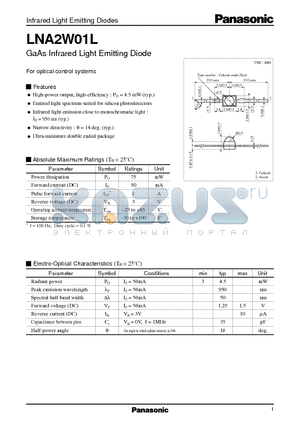 LNA2W01L datasheet - GaAs Infrared Light Emitting Diode