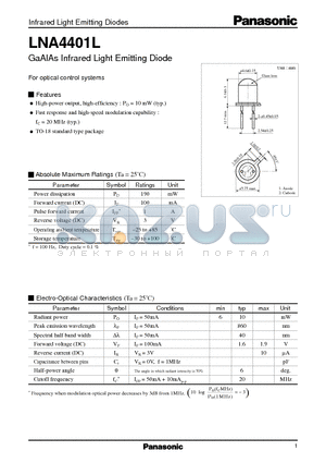 LNA4401L datasheet - GaAlAs Infrared Light Emitting Diode