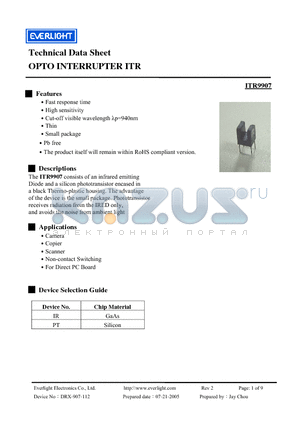 ITR9907 datasheet - OPTO INTERRUPTER ITR