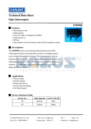 ITR9908 datasheet - Opto Interrupter