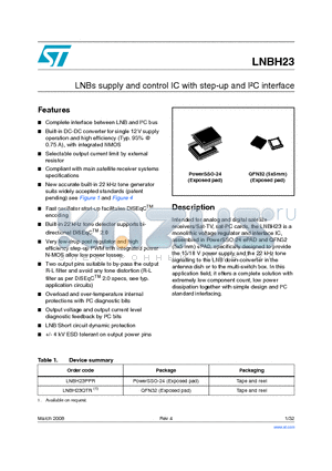 LNBH23 datasheet - LNBs supply and control IC with step-up and IbC interface