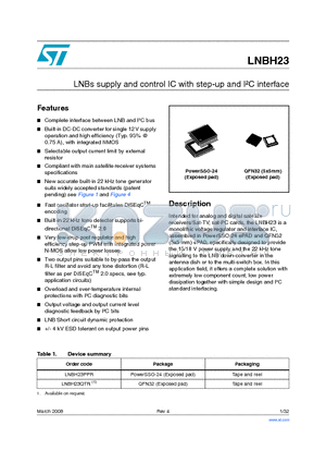 LNBH23QTR datasheet - LNBs supply and control IC with step-up and IbC interface