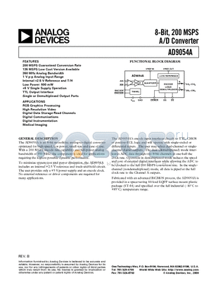 AD9054A/PCB datasheet - 8-Bit, 200 MSPS A/D Converter