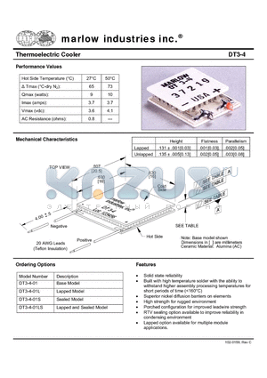 DT3-4-01 datasheet - Thermoelectric Cooler