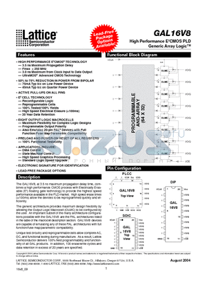 GAL16V8D-10QJ datasheet - High Performance E2CMOS PLD Generic Array Logic