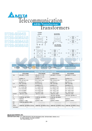 DT32-2052AS datasheet - ADSL Transformer