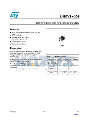 LNBTVS4-304S datasheet - Lightning protection for LNB power supply