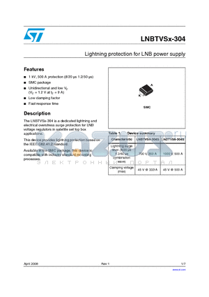 LNBTVS6-304S datasheet - Lightning protection for LNB power supply