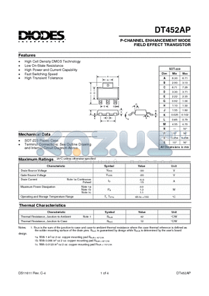 DT452AP datasheet - P-CHANNEL ENHANCEMENT MODE FIELD EFFECT TRANSISTOR