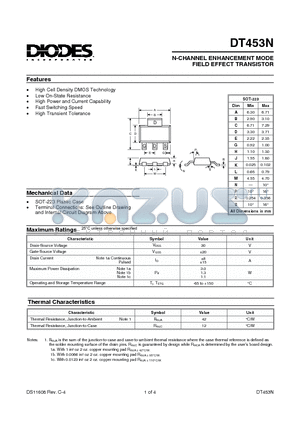 DT453N datasheet - N-CHANNEL ENHANCEMENT MODE FIELD EFFECT TRANSISTOR