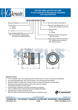 ITS4101RSMB datasheet - In-Line Cylindrical Receptacle Assembly