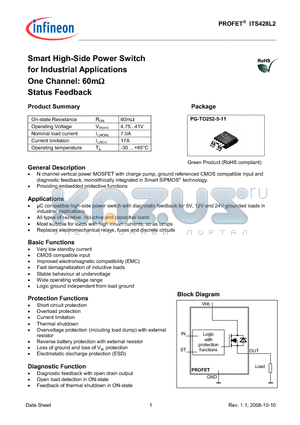 ITS428L2 datasheet - Smart High-Side Power Switch for Industrial Applications