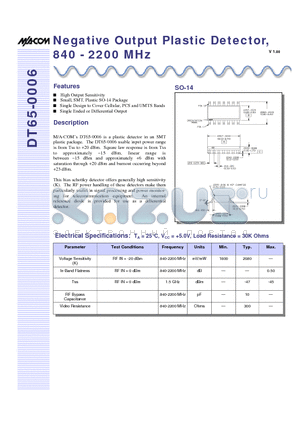 DT65-0006-TB datasheet - Negative Output Plastic Detector, 840 - 2200 MHz