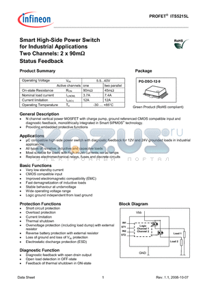 ITS5215L_08 datasheet - Smart High-Side Power Switch for Industrial Applications