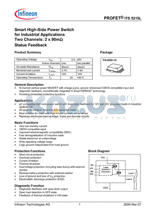 ITS5215L datasheet - Smart High-Side Power Switch for Industrial Applications