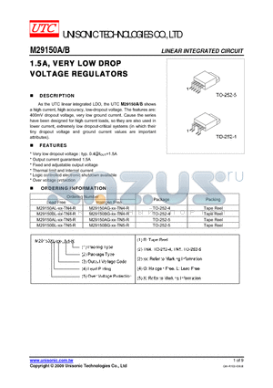 M29150A datasheet - 1.5A, VERY LOW DROP 1.5A, VERY LOW DROP