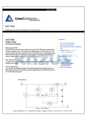 LND-7900 datasheet - NEGATIVE VOLTAGE LOW DROPOUT REGULATORS