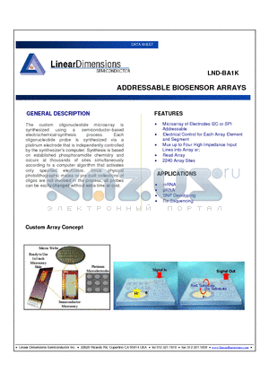 LND-BA1K datasheet - ADDRESSABLE BIOSENSOR ARRAYS