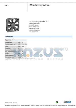 614F datasheet - DC axial compact fan