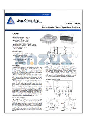 LND-PA21 datasheet - Dual 5 Amp 40 V Power Operational Amplifiers