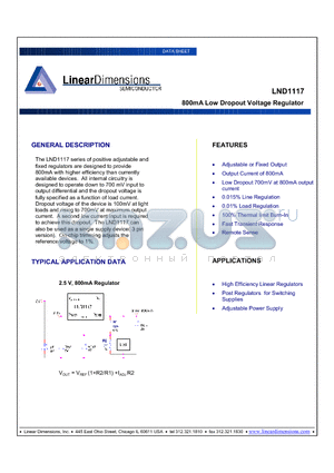 LND1117-1.5 datasheet - 800mA Low Dropout Voltage Regulator