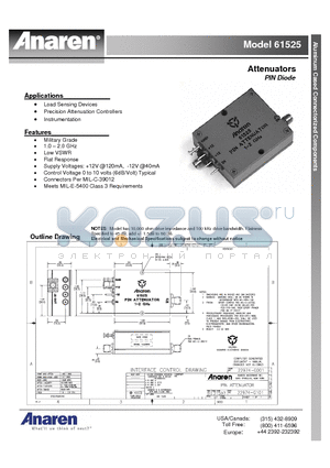 61525 datasheet - Attenuators PIN Diode